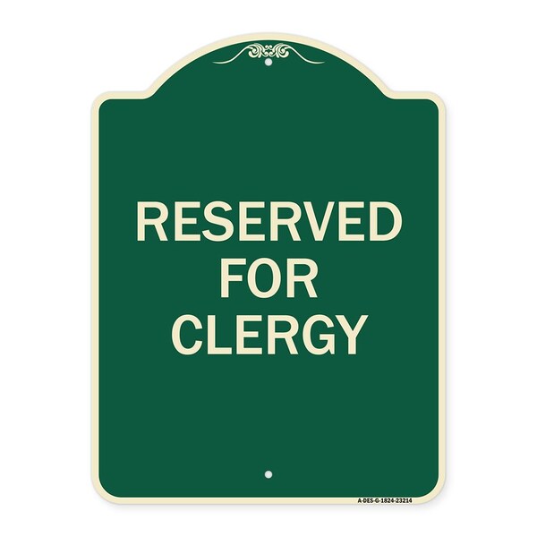 Reserved for Clergy Heavy-Gauge Aluminum Architectural Sign, 24" x 18", G-1824-23214
